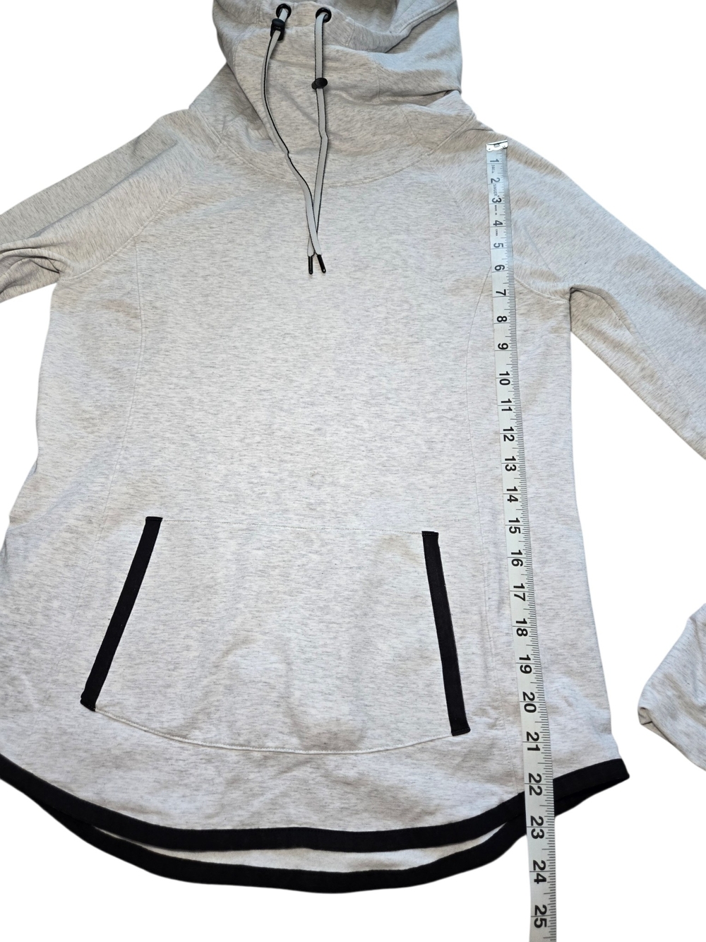 Athleta Cream Pullover Hoodie with Black Trim - Picture 3 of 9